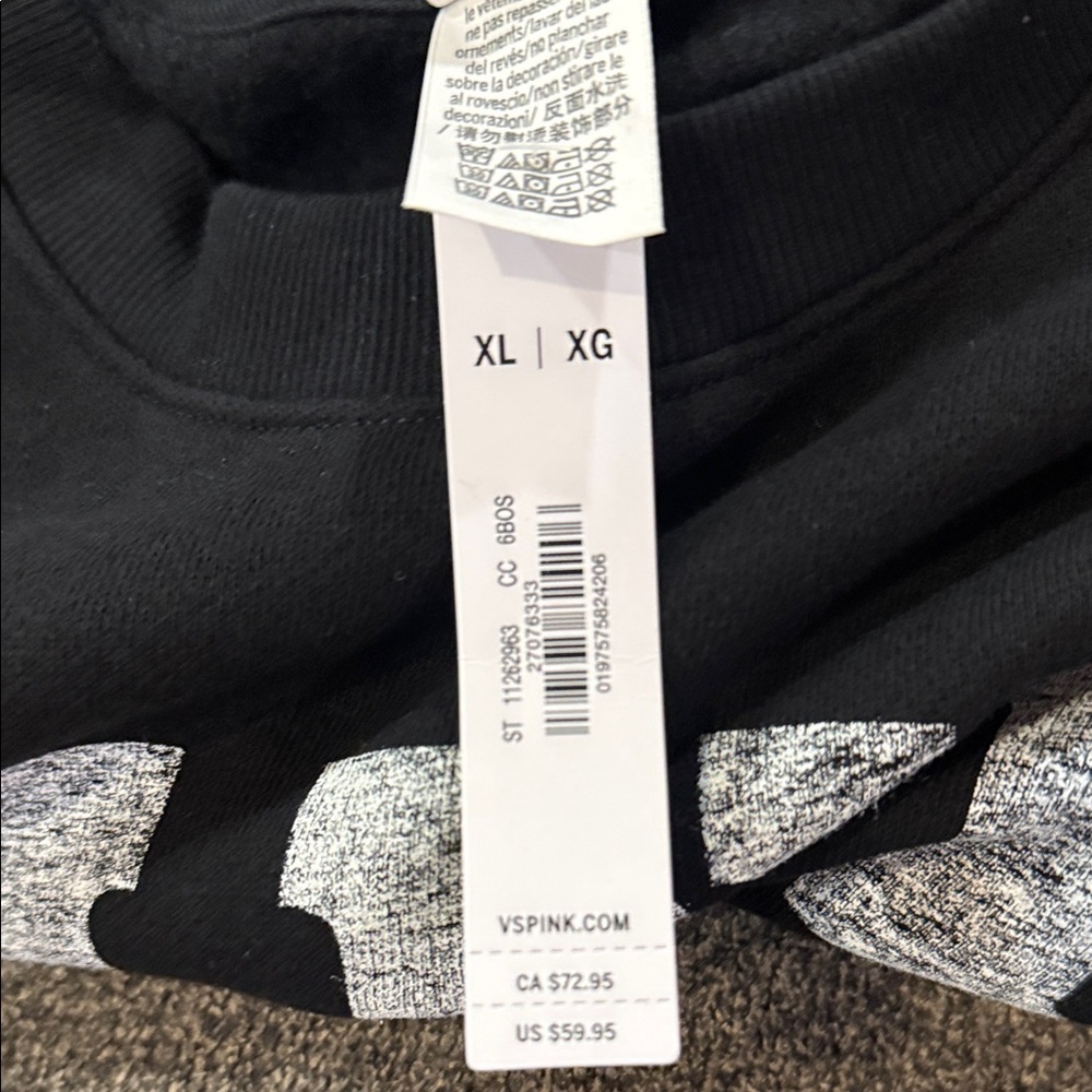NWT PINK Victoria's Secret Black Crewneck Sweatshirt - Picture 4 of 5